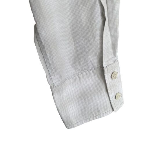 THEORY Cotton Button Front Long Sleeve Mini Shirtdress White Tan 4 - Picture 6 of 13